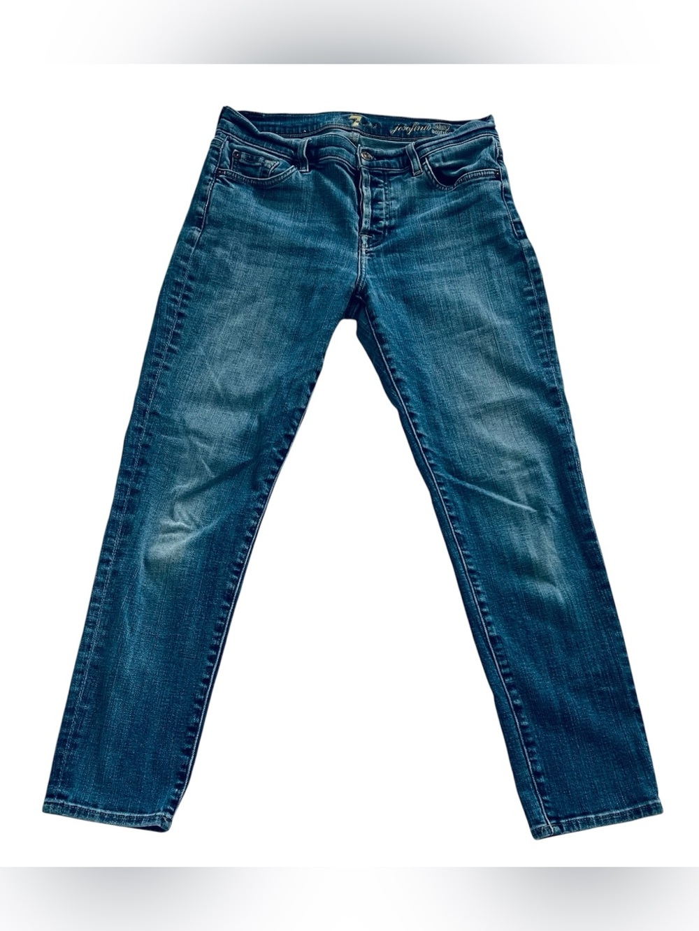 7 For All Mankind Josefina Jeans Women’s Blue Skinny Boyfriend Mid Rise Stretch